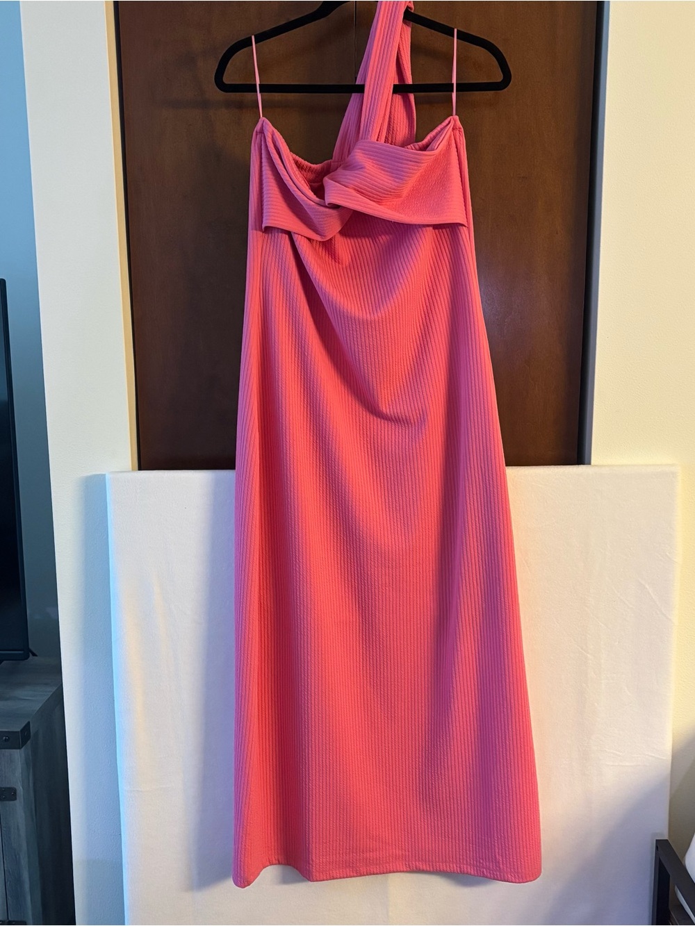 Anthropologie porridge One-Shoulder Pink Midi Dress Sz L - Picture 2 of 6